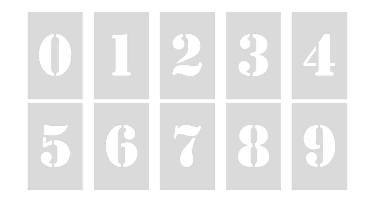 Number Stencils 0–9 Set – Reusable Mylar (14mil / 7.5mil)