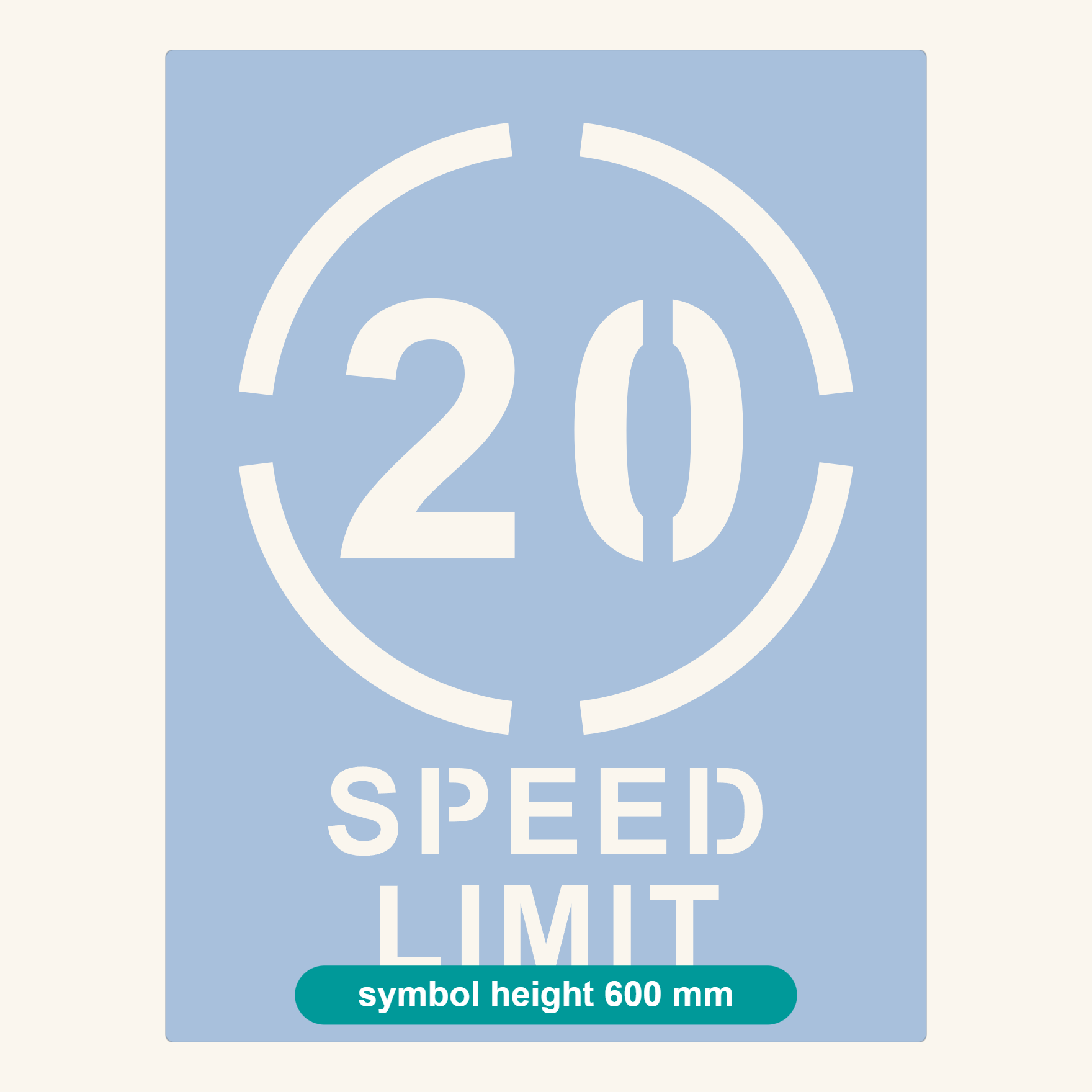20km/h speed limit stencil proof