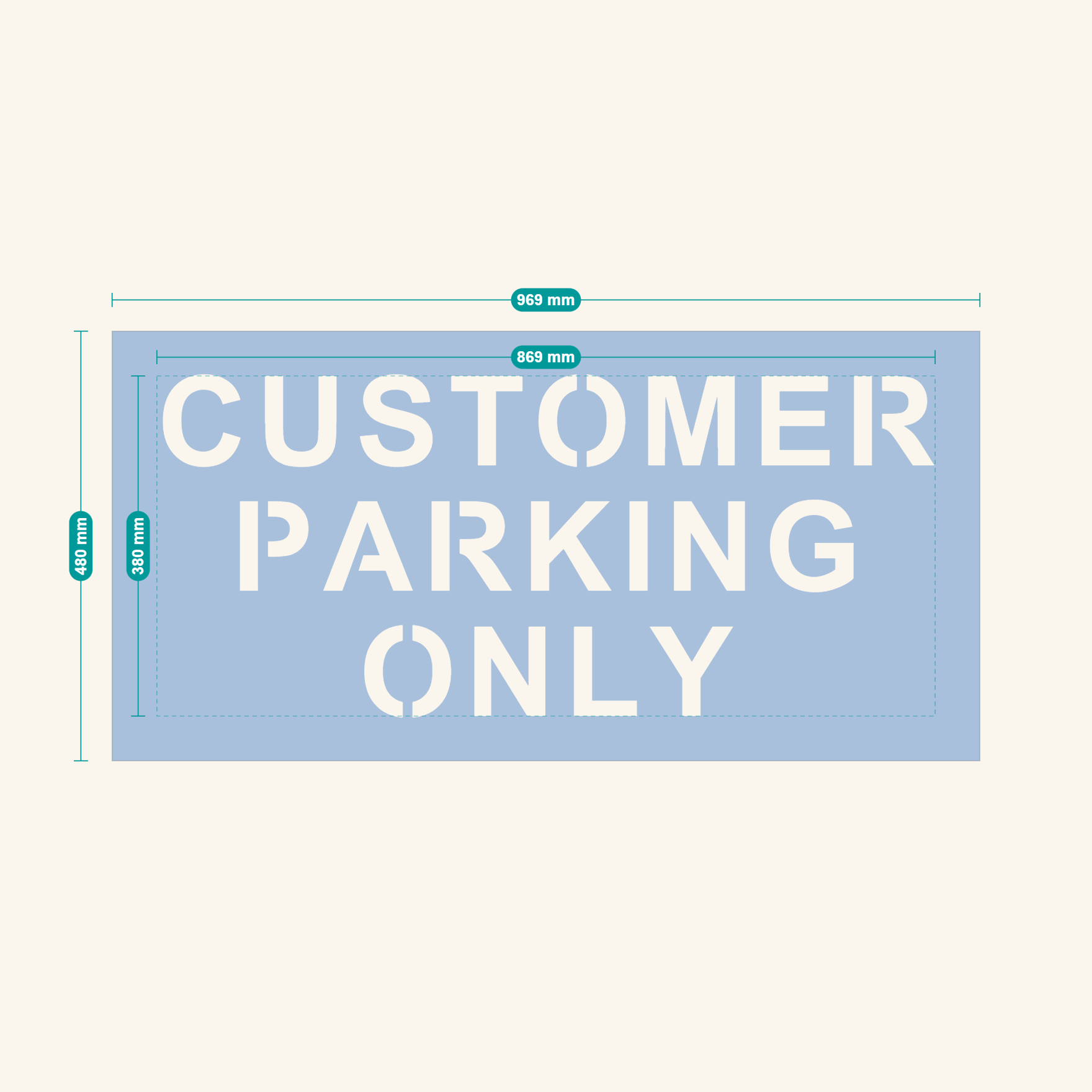 CUSTOMER PARKING ONLY stencil proof