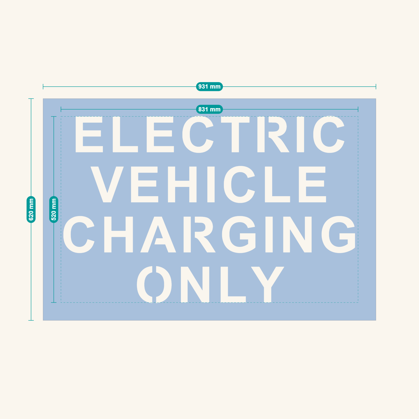ELECTRIC VEHICLE CHARGING ONLY stencil proof