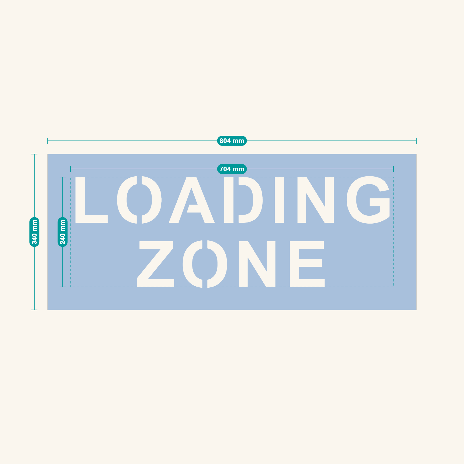 LOADING ZONE stencil proof