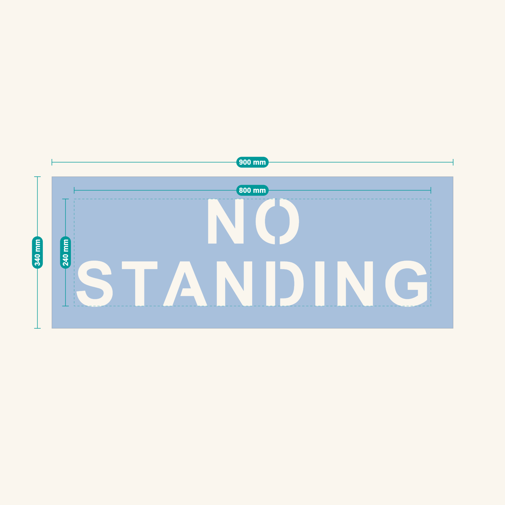 NO STANDING stencil proof