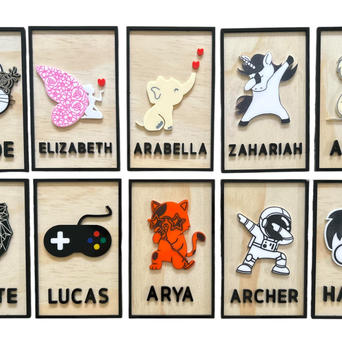 Acrylic letters or wood panels being laser cut
