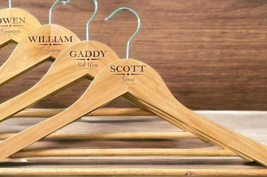 Coat hanger groom engraving wedding event