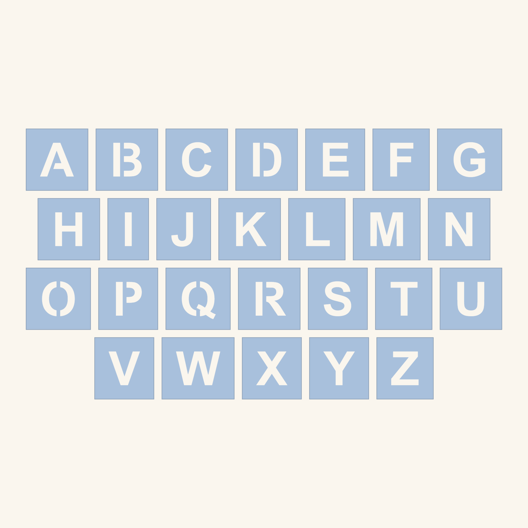 Alphabet stencil set — 26 individual letter stencils A to Z