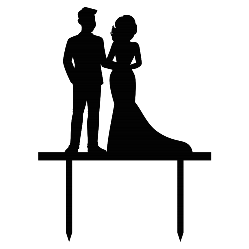 Silhouette Bride and groom wedding cake topper 