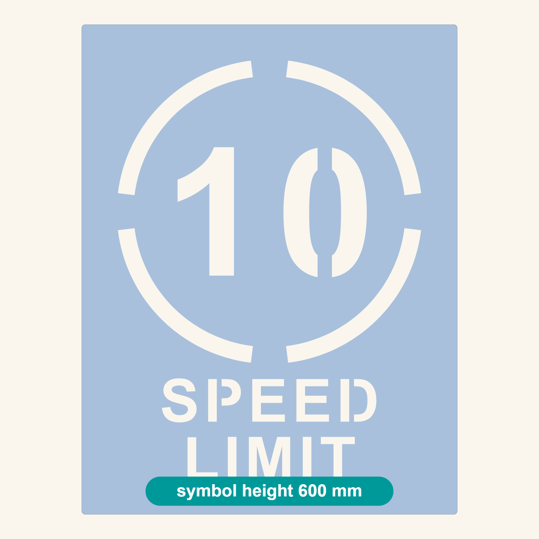 10km/h speed limit stencil proof