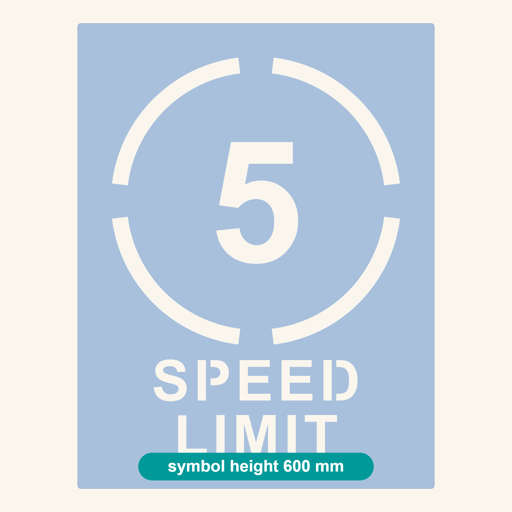5km/h speed limit stencil proof