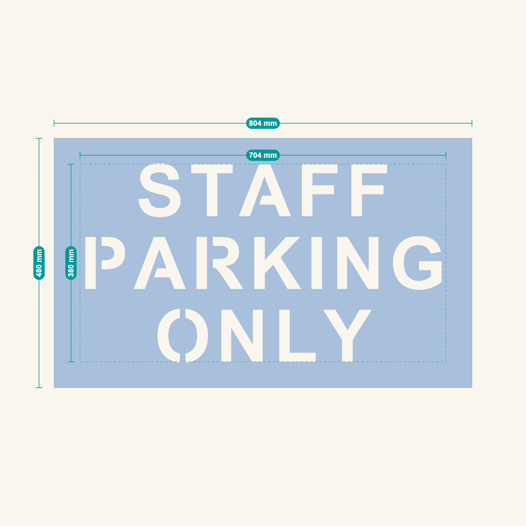 STAFF PARKING ONLY stencil proof