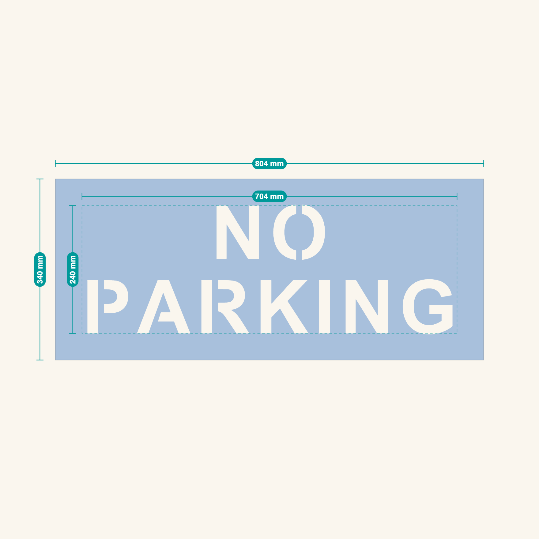 NO PARKING stencil proof
