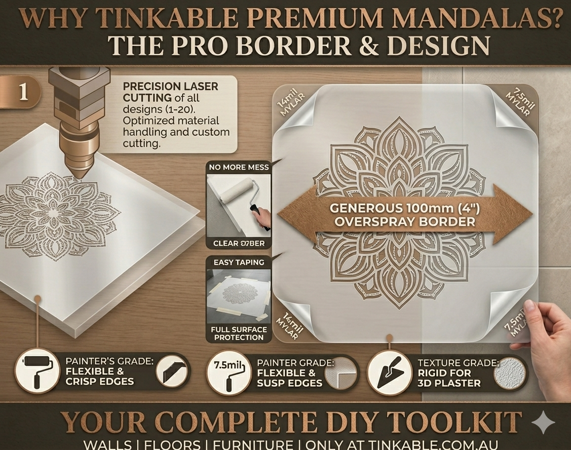 Mandala Series Premium Mylar Stencils (1-20) | Wall, Floor & Texture