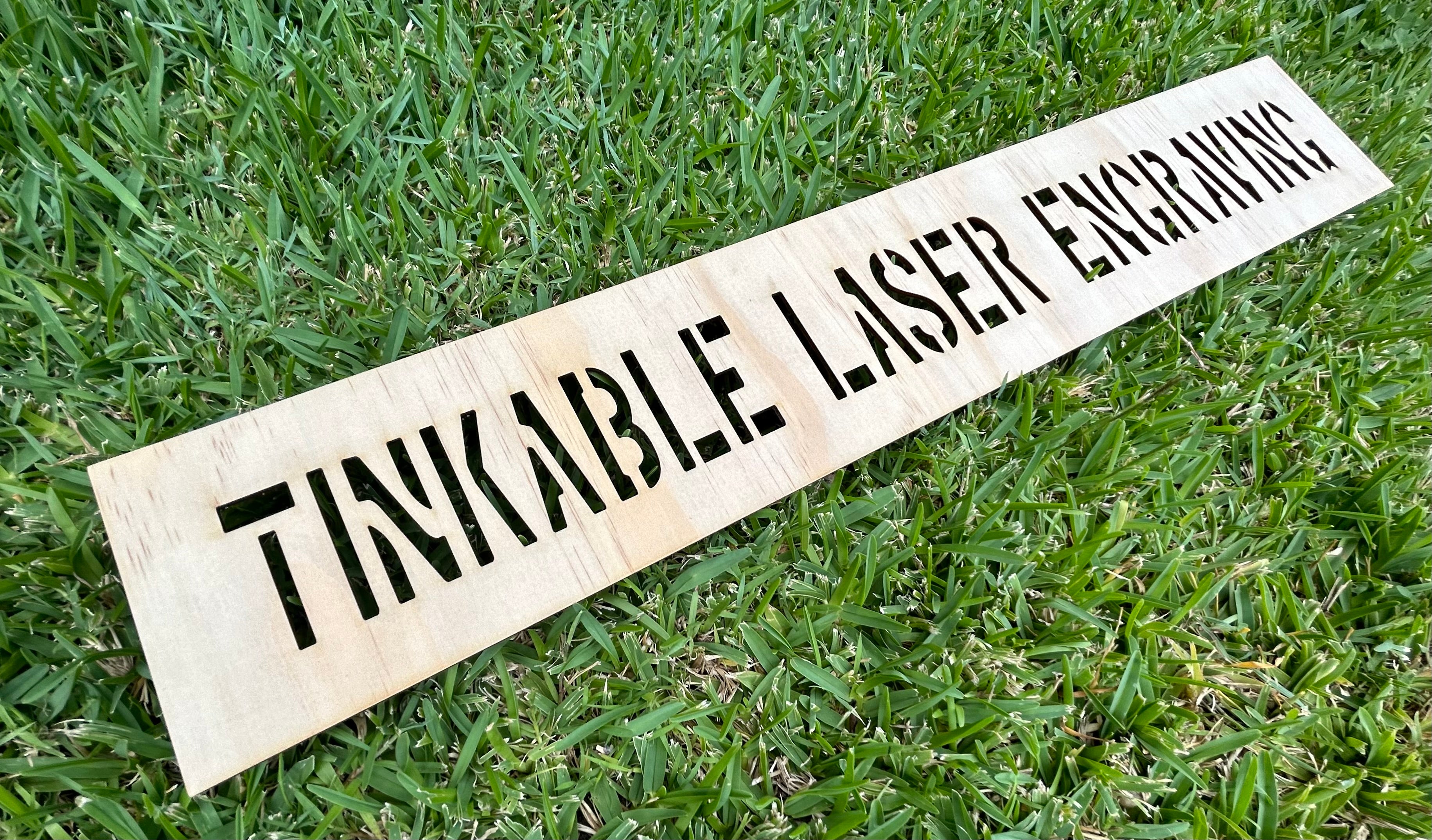 Plywood stencil cut with custom text 